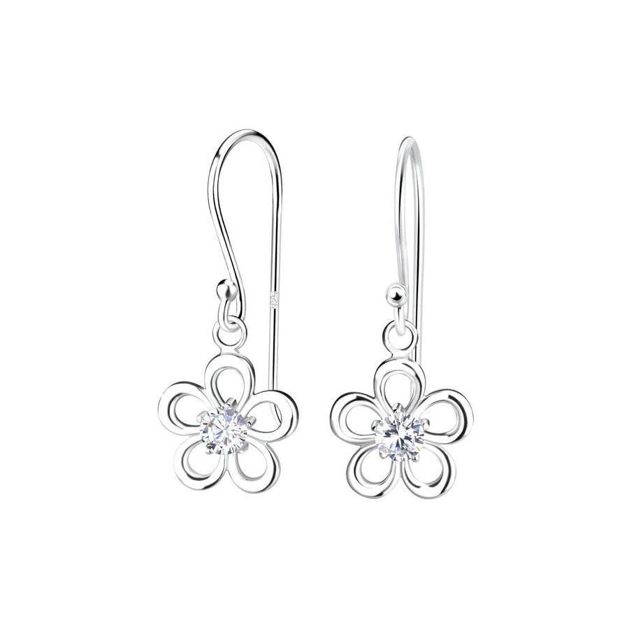 Dew Open Flower Zirconia Drop Earrings 56527CZ