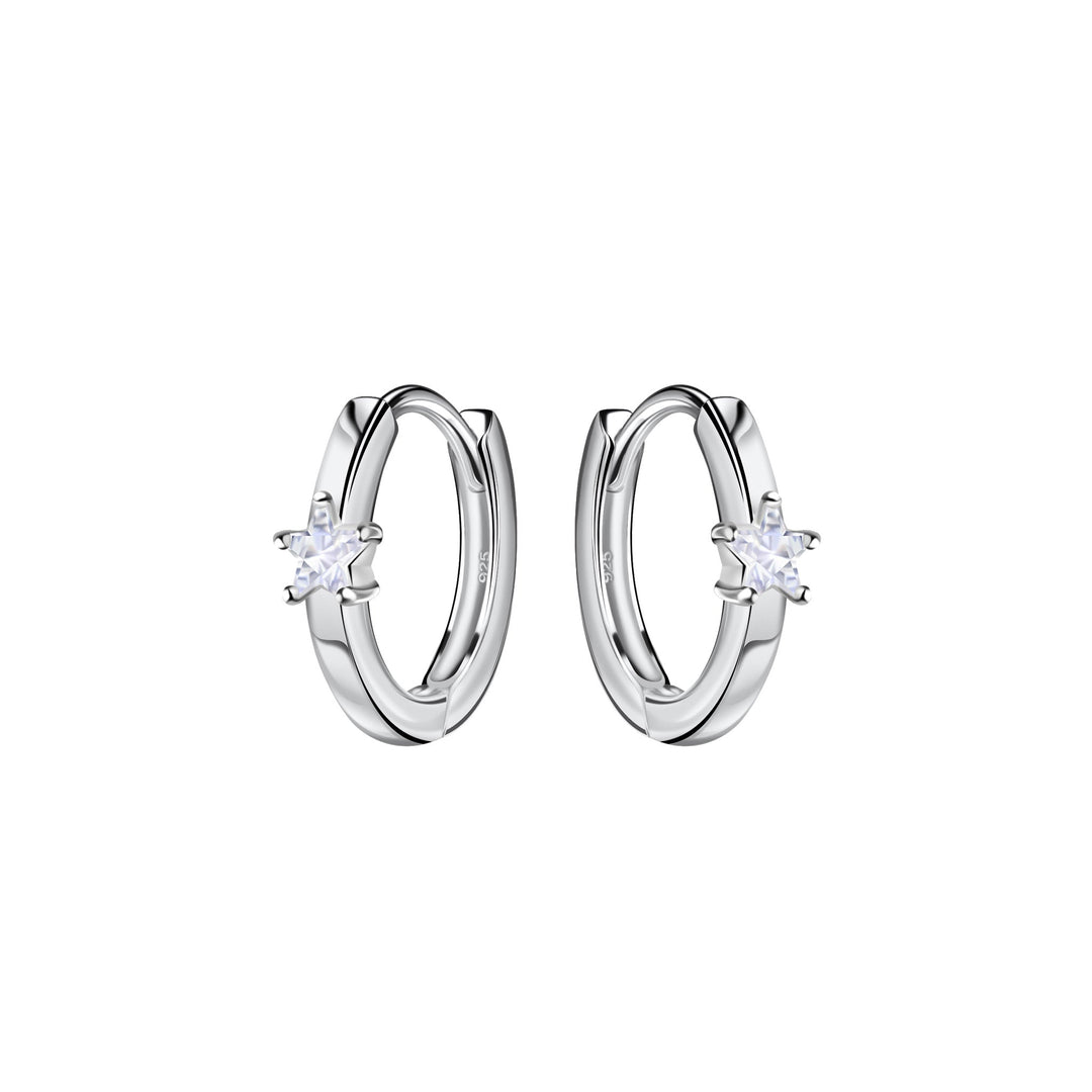 Dew Zirconia Mini Star Hinged Hoop Earrings 56896CZ