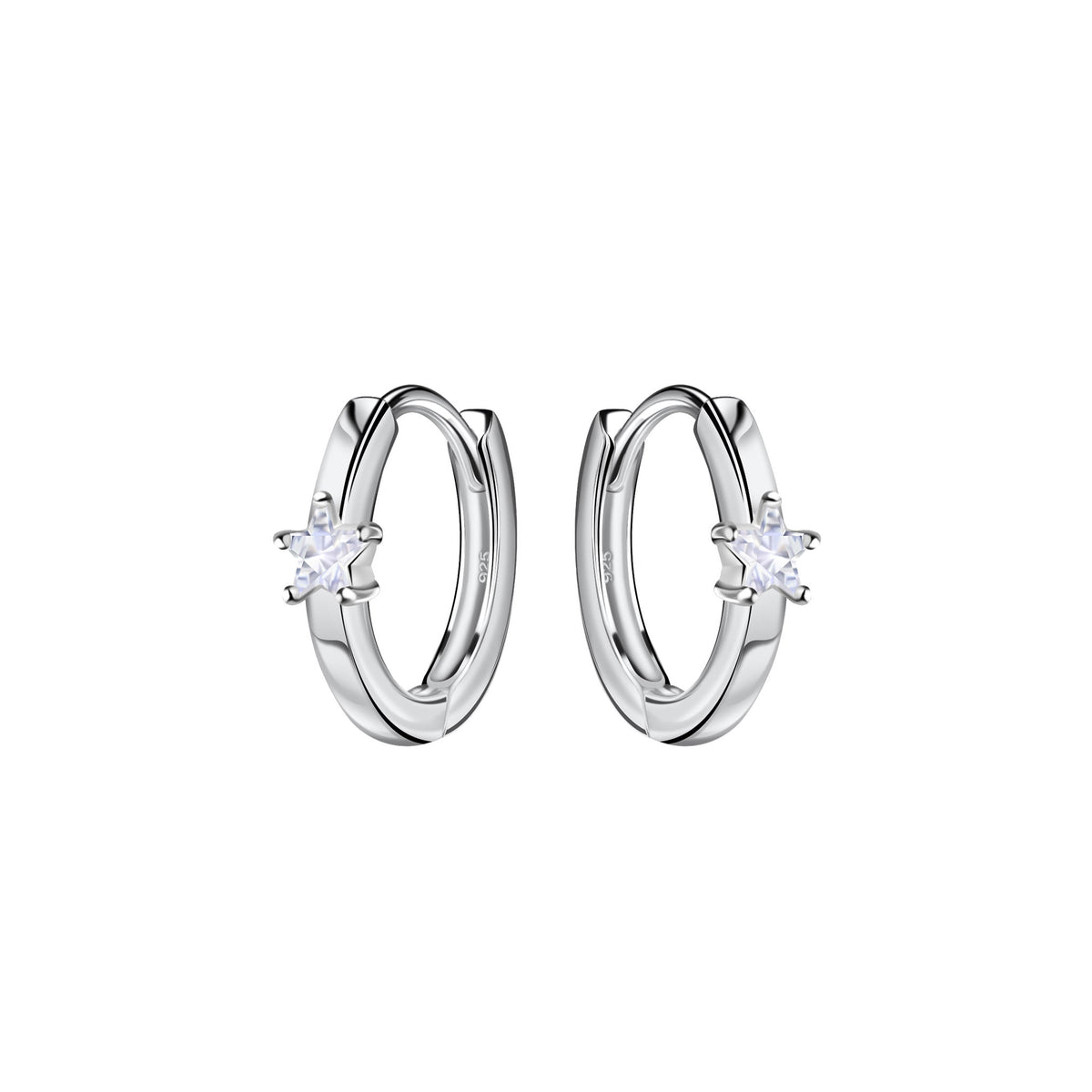 Dew Zirconia Mini Star Hinged Hoop Earrings 56896CZ