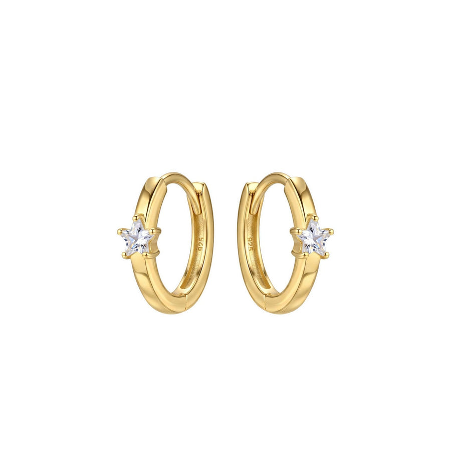 Dew Gold Plated Zirconia Mini Star Hinged Hoop Earrings 56896GCZ