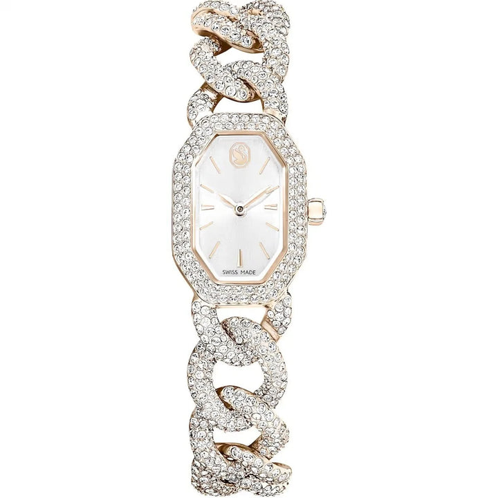 Dextera Swiss Made White Crystal Champagne Gold Tone Finish Watch 5711710