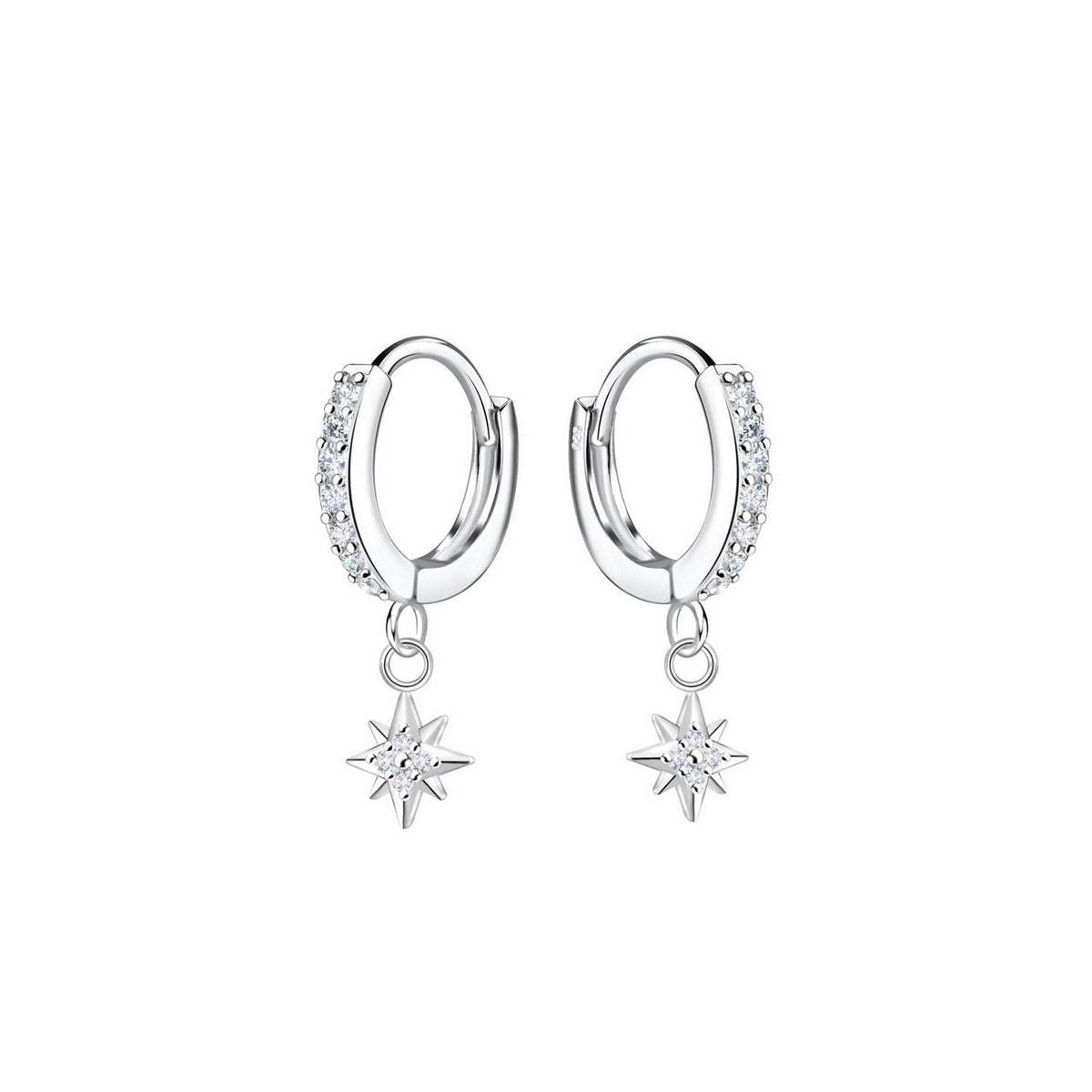 Dew Star CZ Charm Hoop Earrings