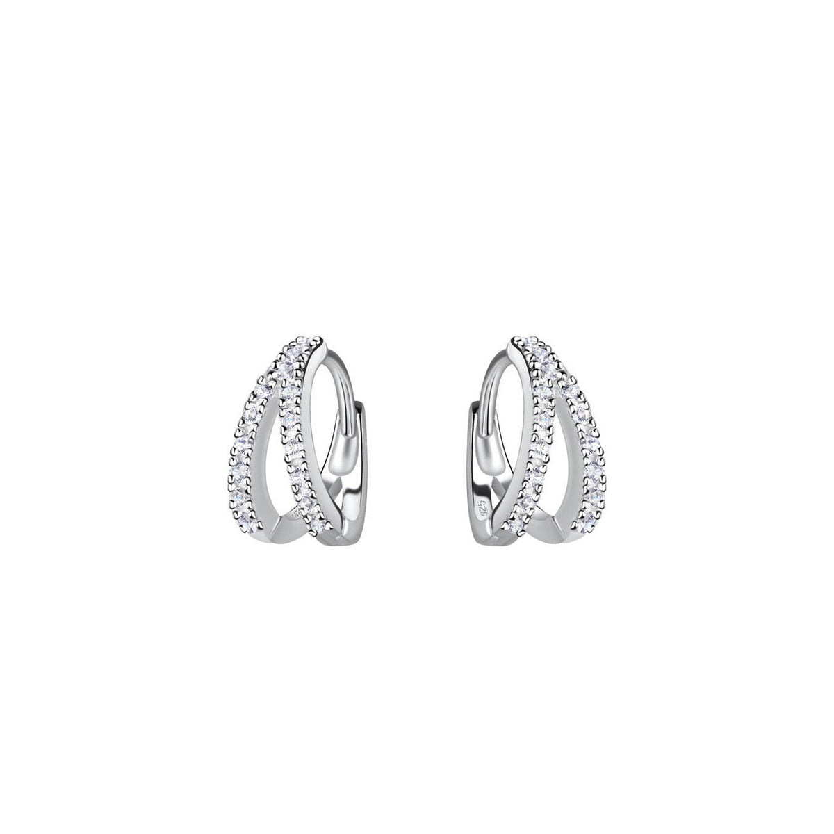 Dew CZ Double Band Hoop Earrings