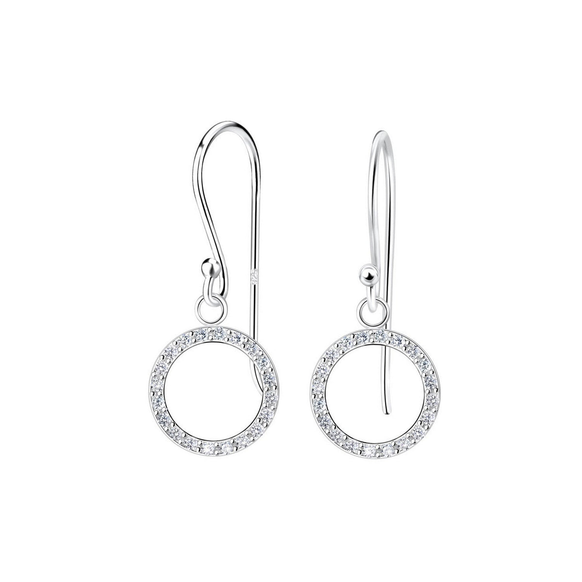 Dew Open Circle CZ Drop Earrings