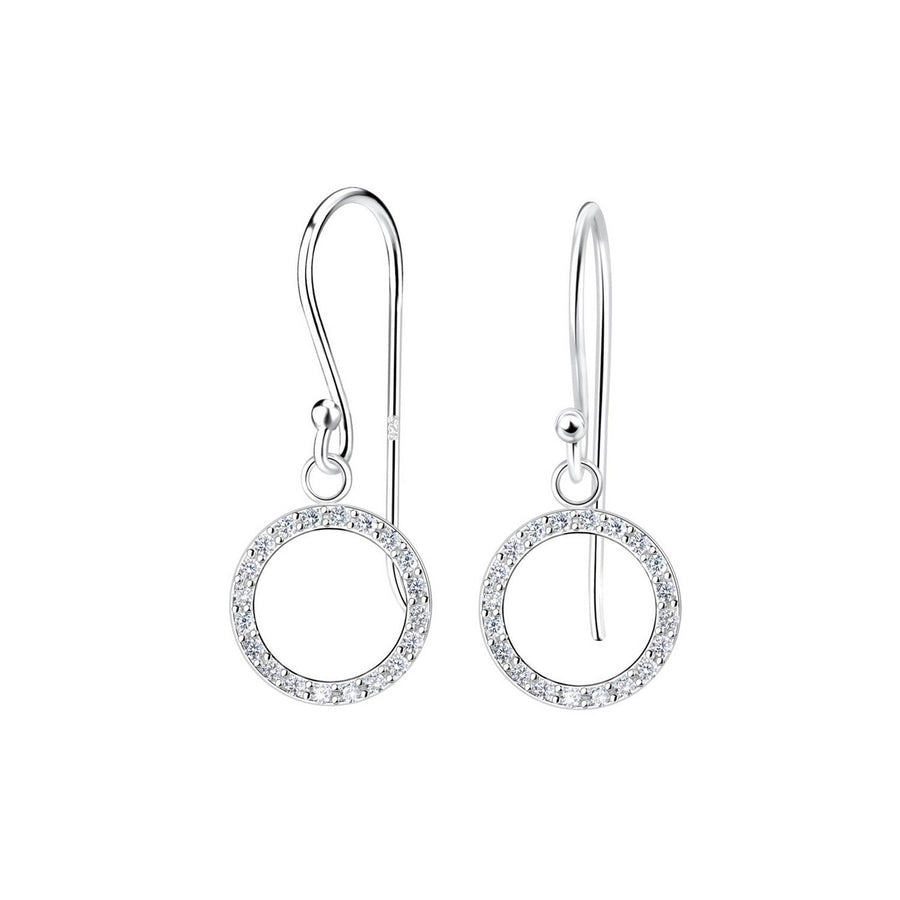 Dew Open Circle Zirconia Drop Earrings 5882CZ