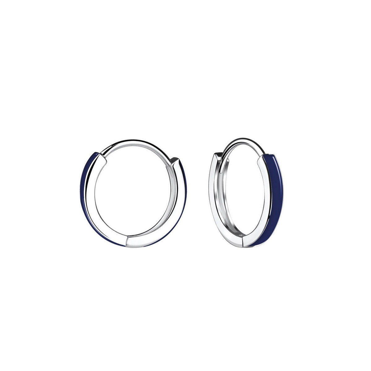 Dew Navy Enamel 13mm Hoop Earrings