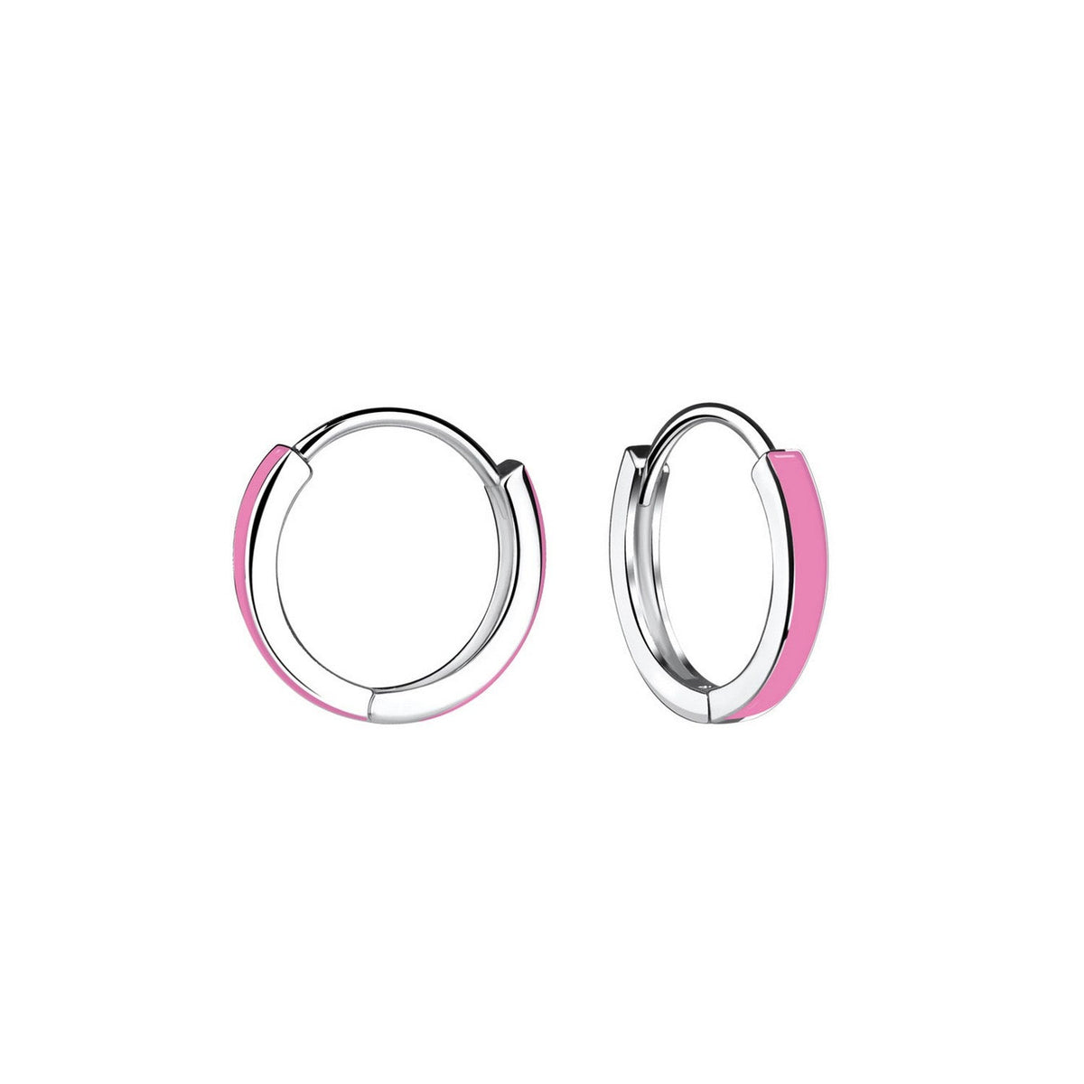 Dew Pink Enamel 13mm Hoop Earrings
