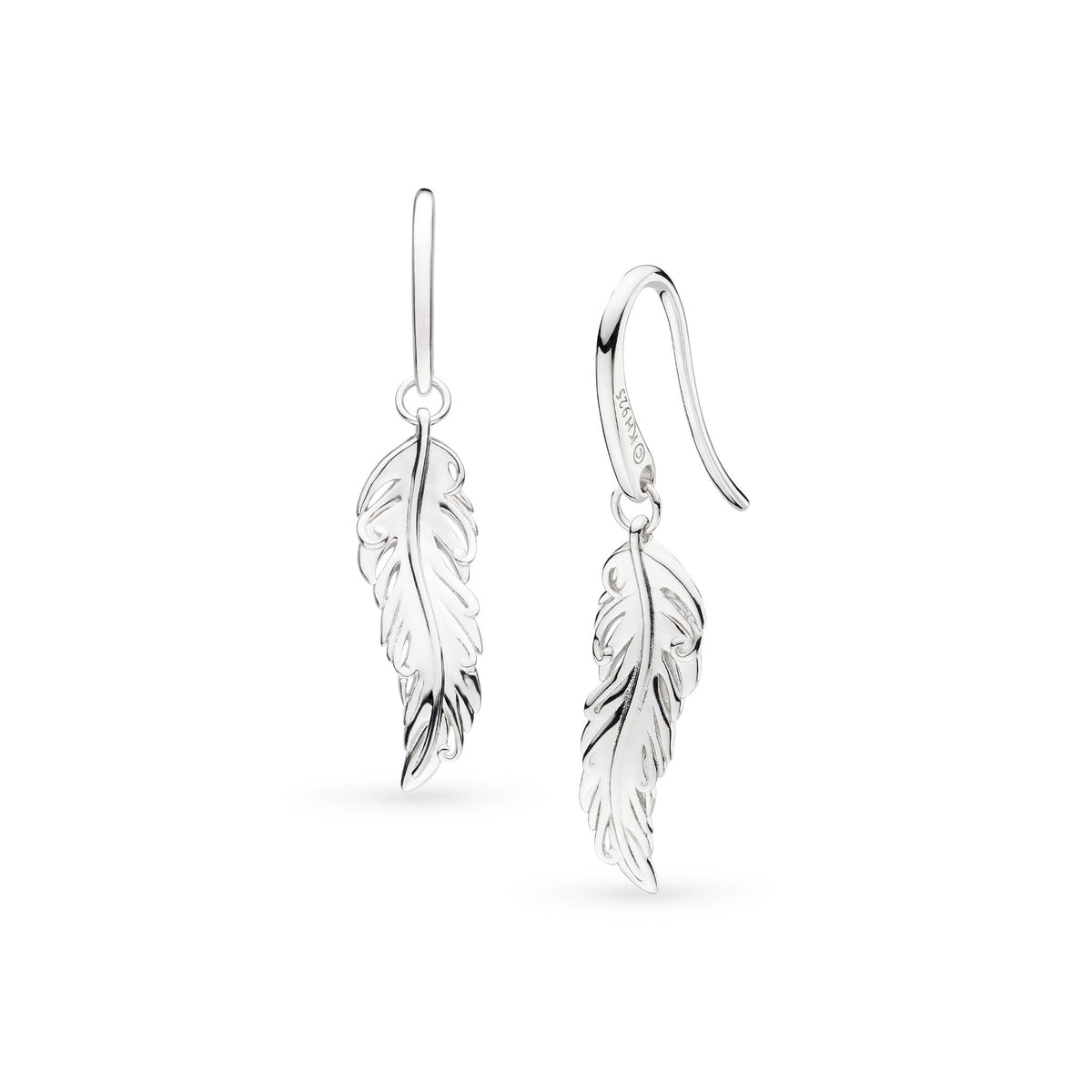 Kit Heath Feather Wisp Rhodium Plated Drop Earrings 60316RP