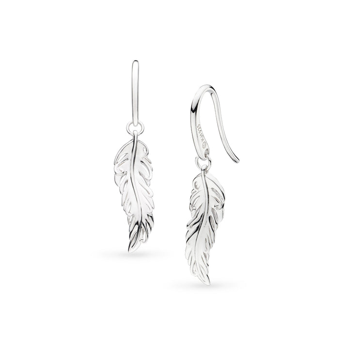 Kit Heath Feather Wisp Rhodium Plated Drop Earrings 60316RP