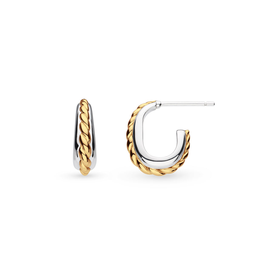 Kit Heath Marina Rope Band Gold Plated Semi Hoop Stud Earrings 61065GRP