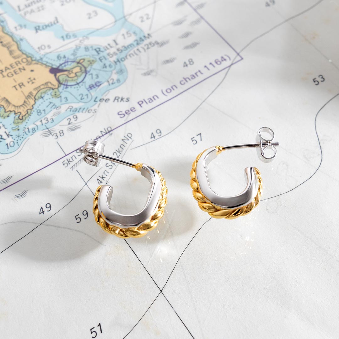 Kit Heath Marina Rope Band Gold Plated Semi Hoop Stud Earrings 61065GRP