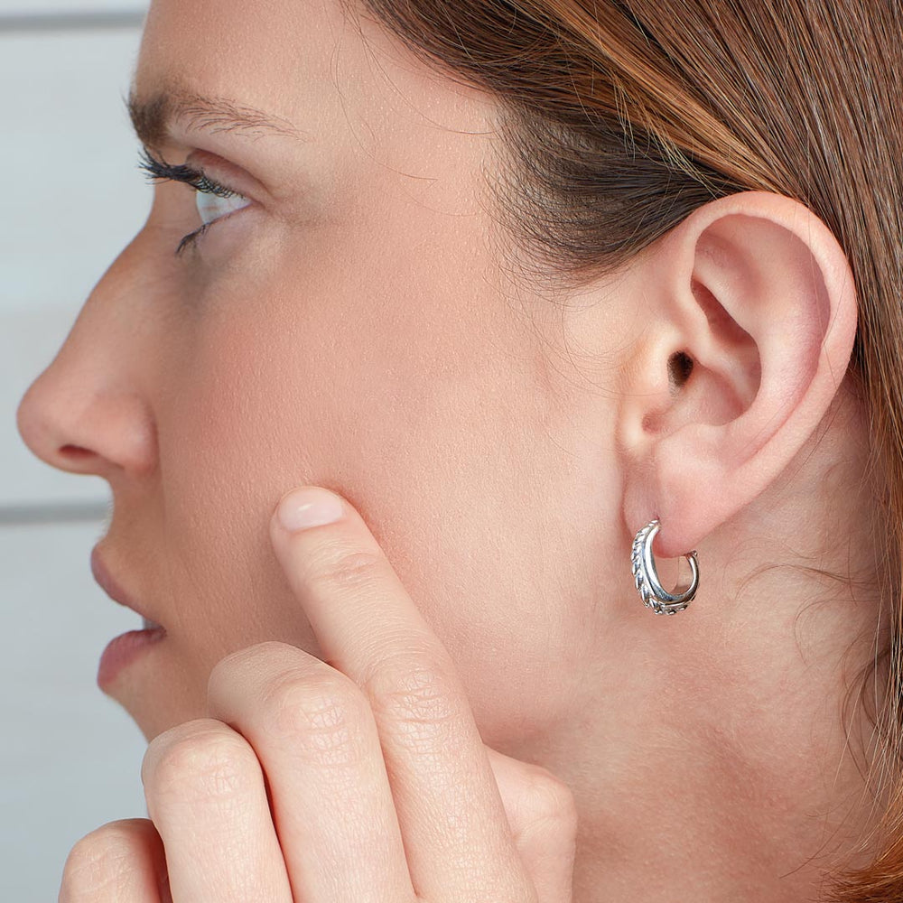Kit Heath Marina Rope Band Rhodium Plated Semi Hoop Stud Earrings 61065RP