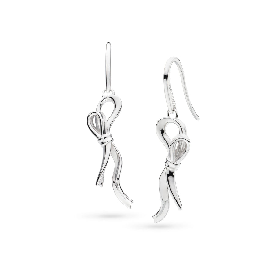 Kit Heath Serenity Ribbon Bow Loop Rhodium Plated Drop Earrings 61189RP