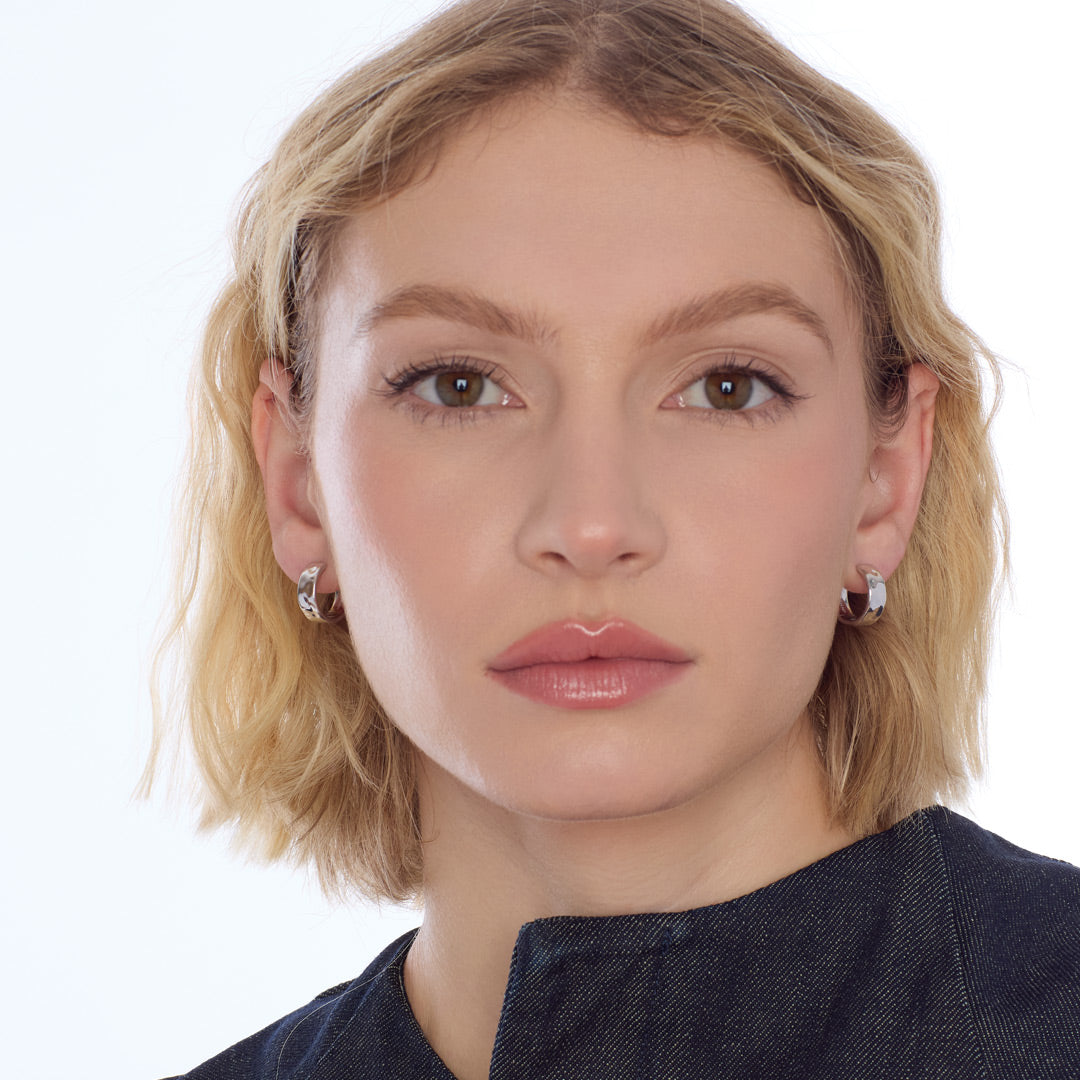 Kit Heath Mirage Reflect Rhodium Plated Wide Hinged Hoop Earrings 61222RP