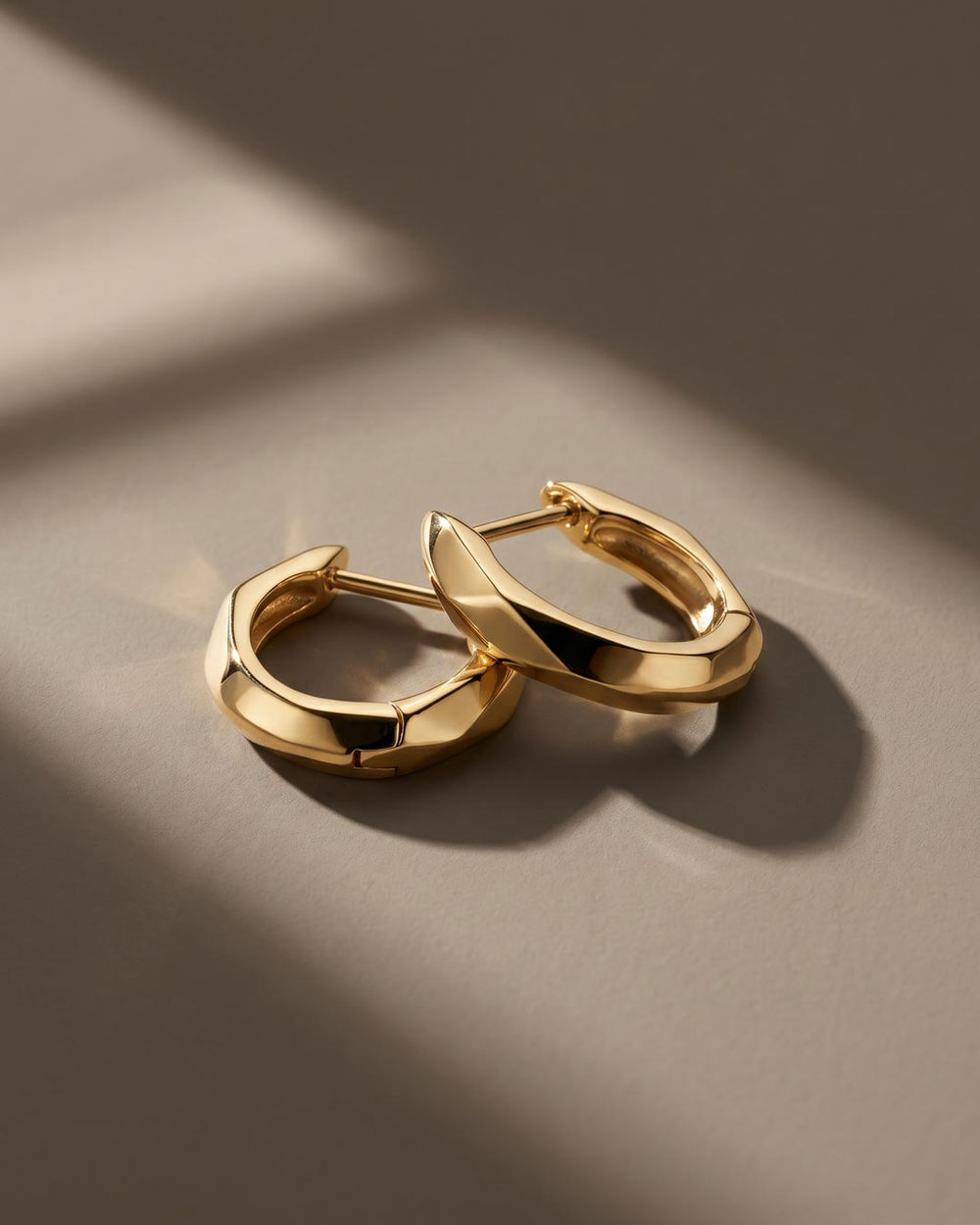 Kit Heath Glint Geo Golden Gold Plated Narrow Hinged Hoop Earrings 61252GD