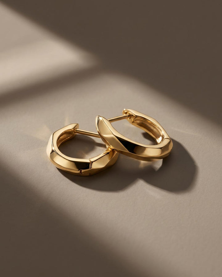 Kit Heath Glint Geo Golden Gold Plated Narrow Hinged Hoop Earrings 61252GD