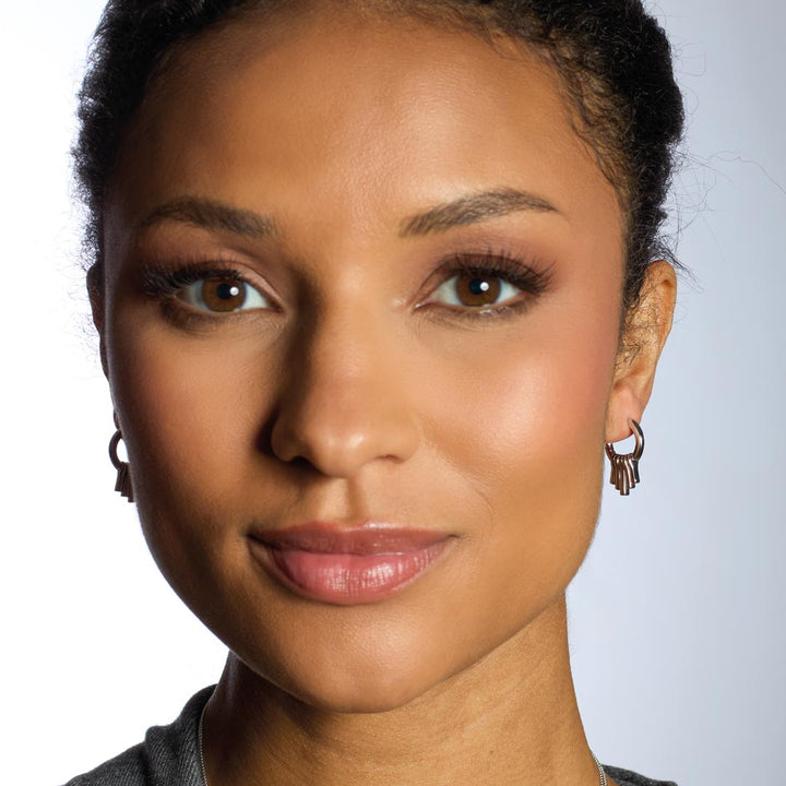 Kit Heath Array Rhodium Plated Dangle Hinged Hoop Drop Earrings 61891RP