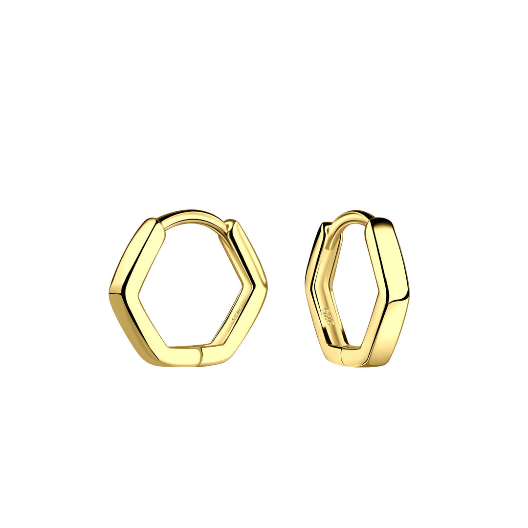 Dew Gold Plated Hexagon Hinged Hoop Earrings 63331GD