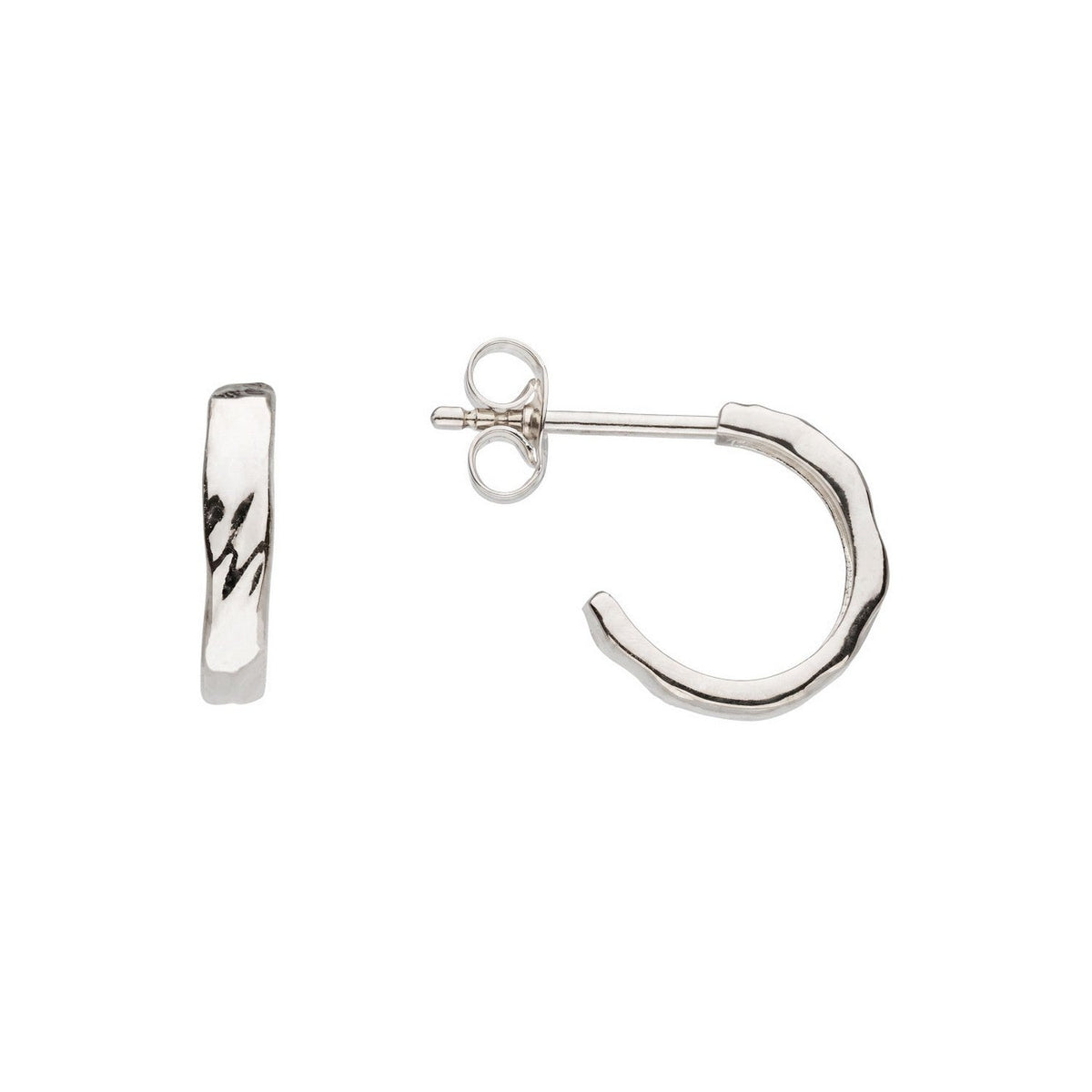 Dew 12mm Rippled Stud Hoop Earrings