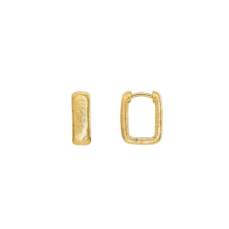 Dew Gold Plated Textured Oblong Hinged Hoop Earrings 68891GD