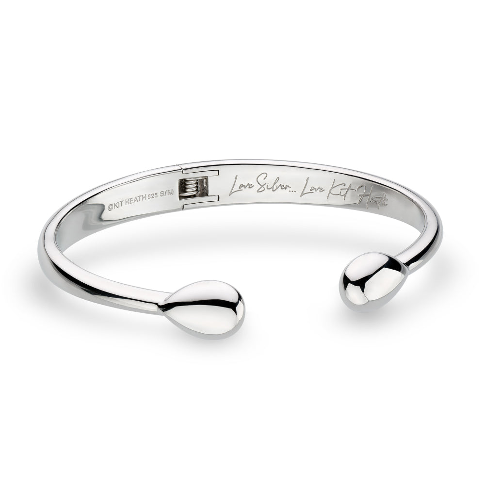 Kit Heath Coast Pebble Smooth Rhodium Plated Hinged Bangle 70152RP