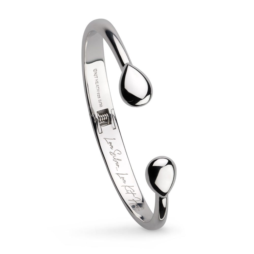 Kit Heath Coast Pebble Smooth Rhodium Plated Hinged Bangle 70152RP