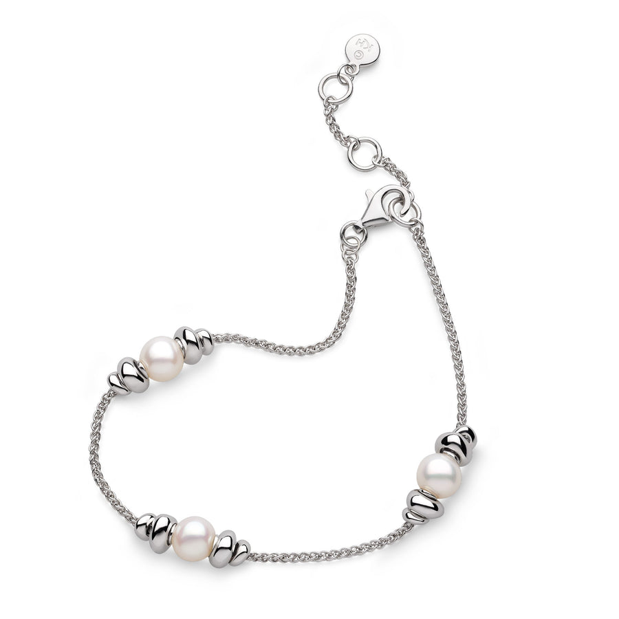 Kit Heath Coast Tumble Pearl Rhodium Plated 7.5" Station Bracelet 70165FP