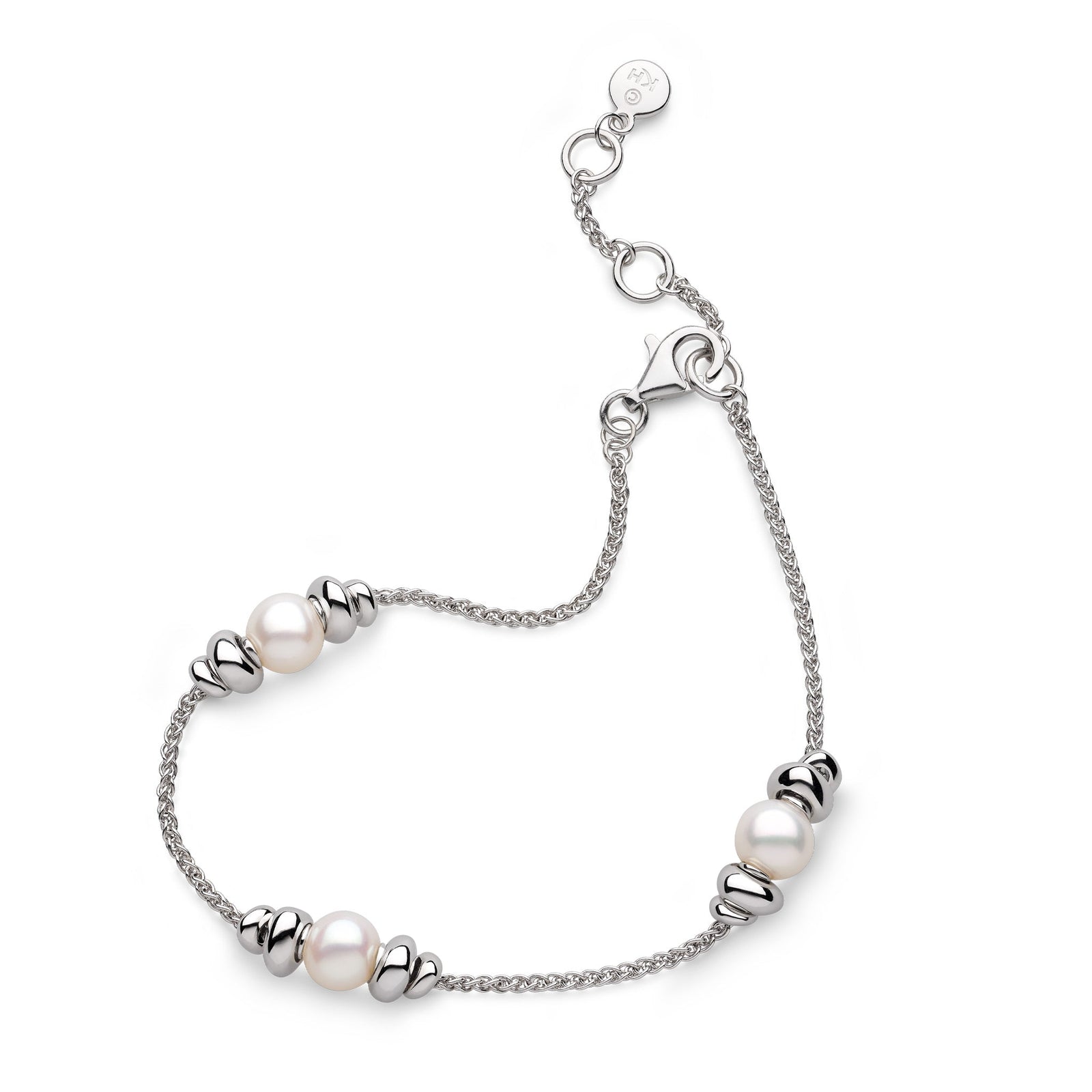 Kit Heath Coast Tumble Pearl Rhodium Plated 7.5? Station Bracelet 70165FP