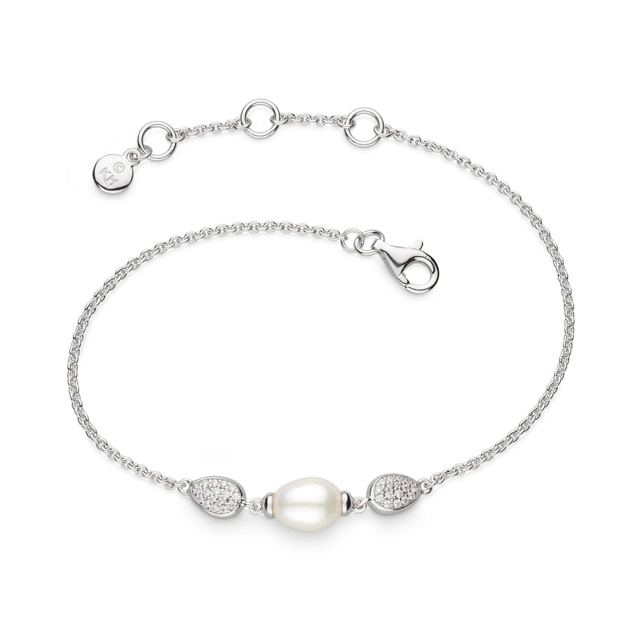 Kit Heath Coast Pebble Glisten Pavé Zirconia Rhodium Plated 7.5" Bracelet 70182FPC