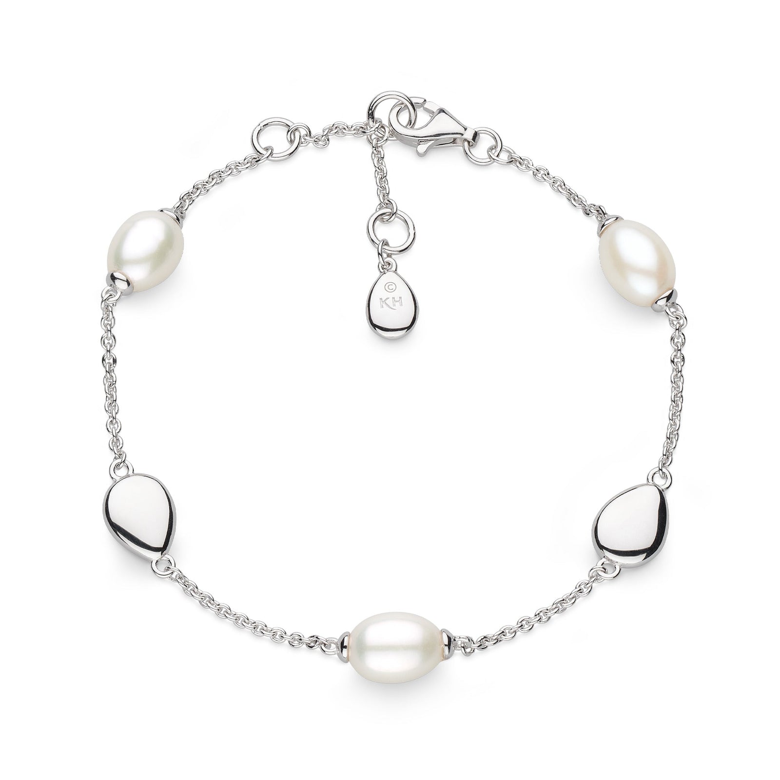 Kit Heath Coast Pebble Pearl Rhodium Plated 7.5" Bracelet 70183FP
