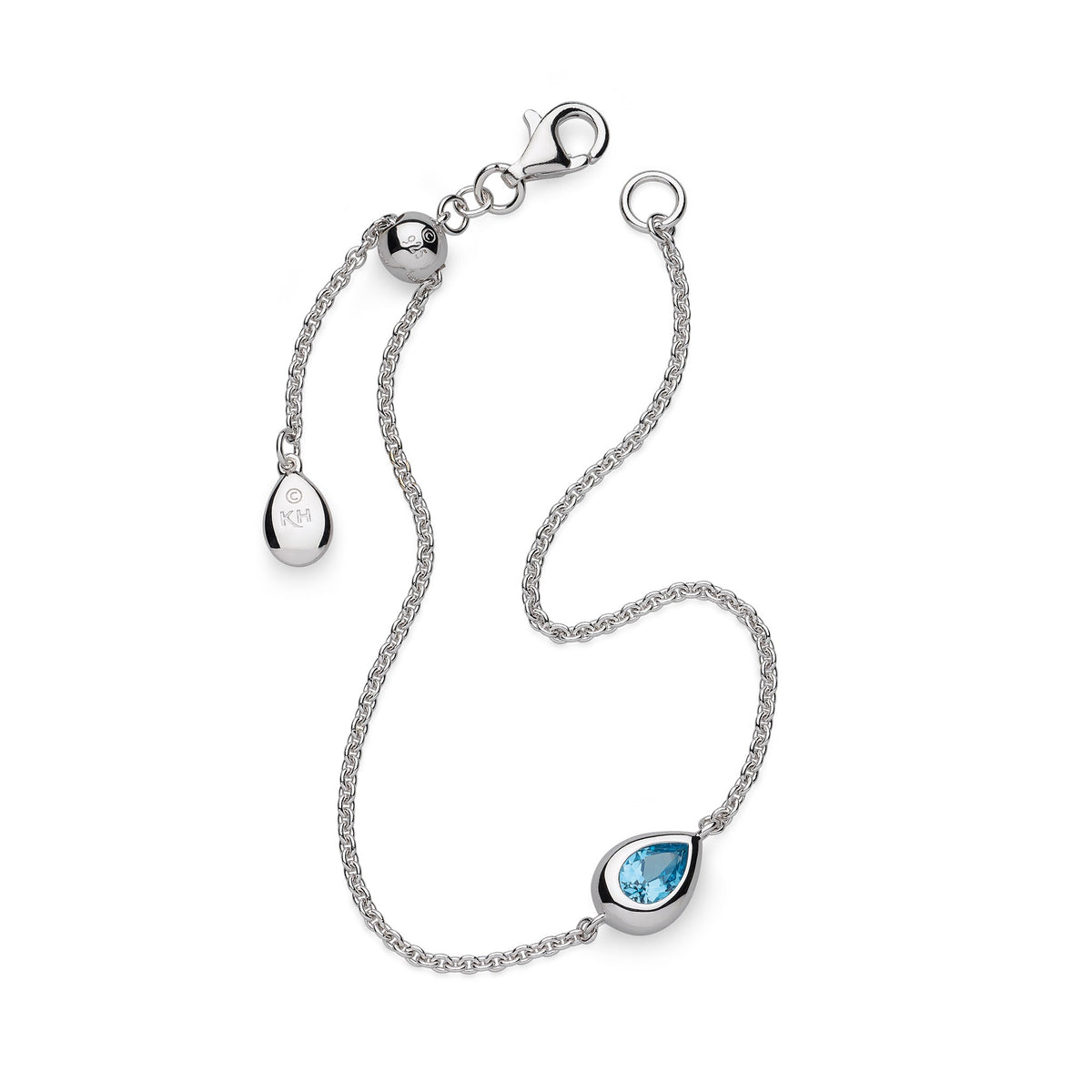 Kit Heath Coast Pebble Blue Swiss Blue Topaz Rhodium Plated 7 Slider Bracelet 70190BT