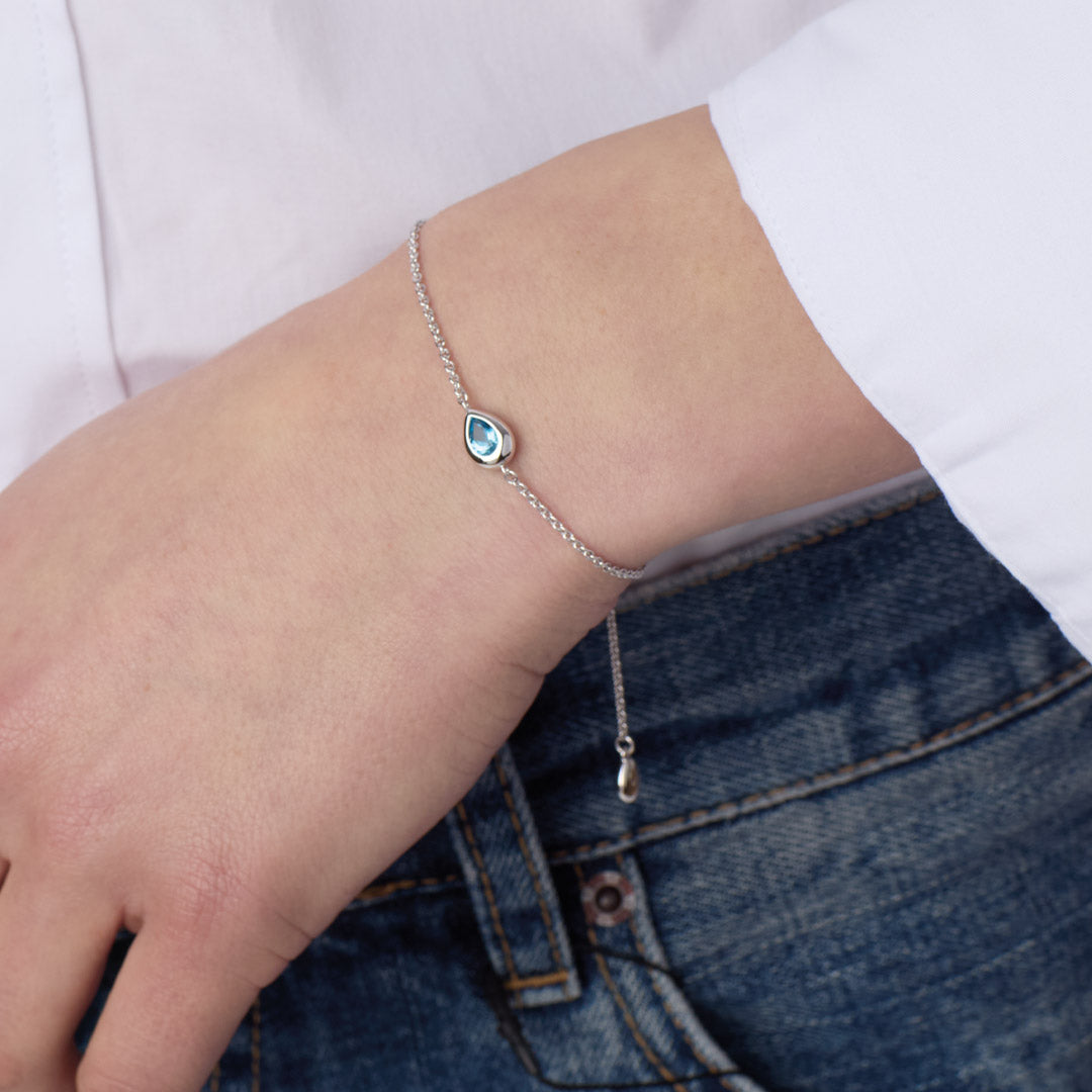 Kit Heath Coast Pebble Blue Swiss Blue Topaz Rhodium Plated 7 Slider Bracelet 70190BT