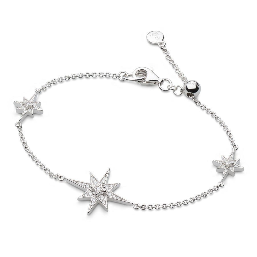 Kit Heath Céleste North Star Zirconia Rhodium Plated Station 7" Slider Bracelet 70456CZ