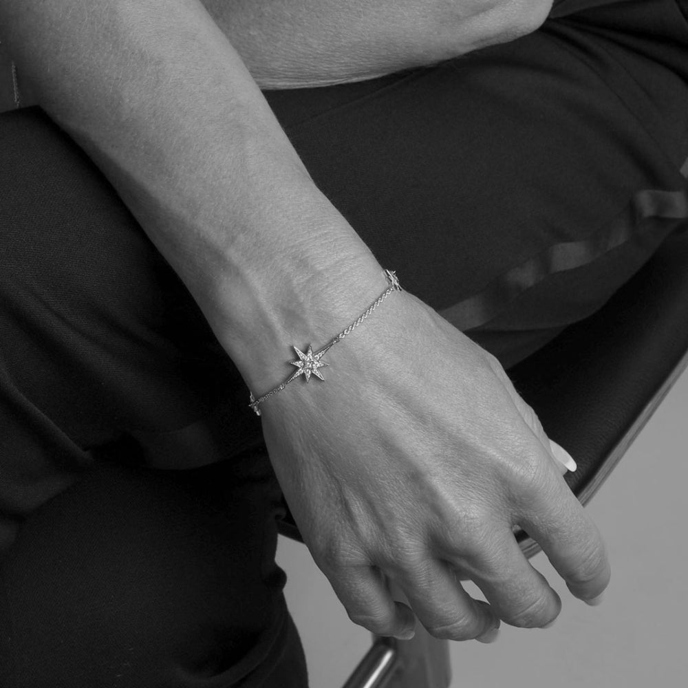 Kit Heath Céleste North Star Zirconia Rhodium Plated Station 7" Slider Bracelet 70456CZ