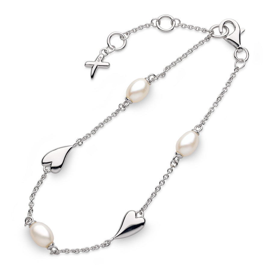 Kit Heath Desire Kiss Pearl Rhodium Plated 7.5" Station Bracelet 70515FP