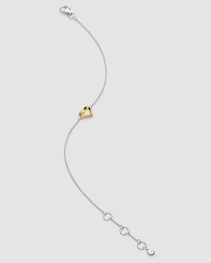 Kit Heath Love Silver Heart Golden Fine Outline Gold Plated Two-Tone Mini 7.5? Bracelet 70530GRP
