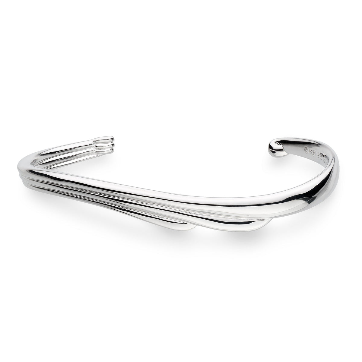 Kit Heath Océane Shell Wave Rhodium Plated M/L Narrow Cuff Bangle 71211RP