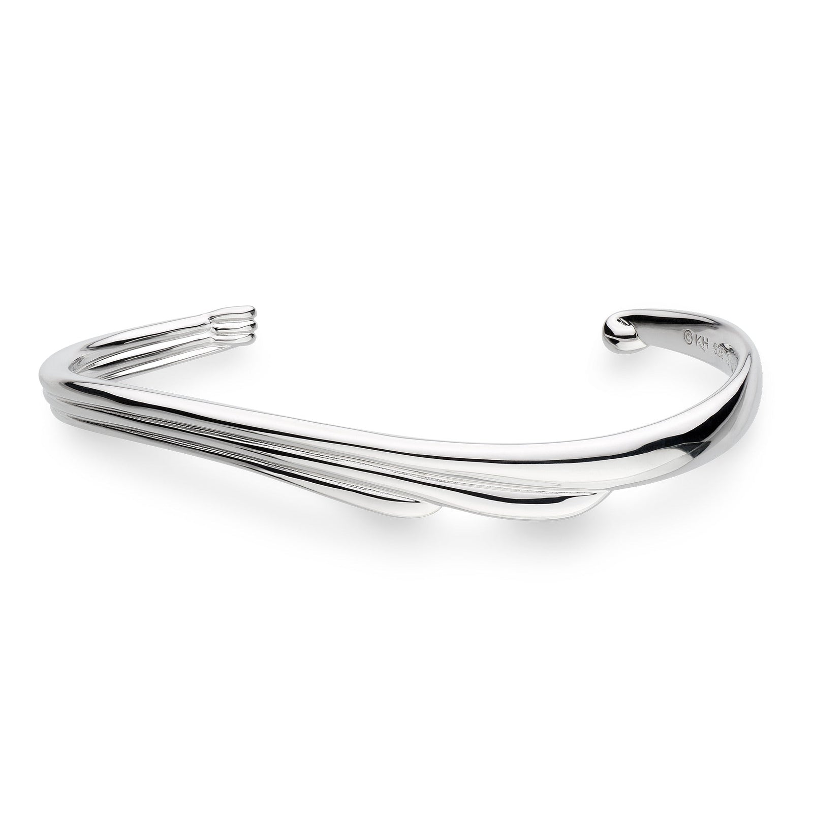 Kit Heath Océane Shell Wave Rhodium Plated M/L Narrow Cuff Bangle 71211RP