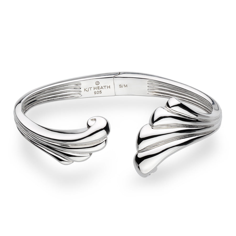 Kit Heath Océane Shell Echo Rhodium Plated Grande Hinged Bangle 71215RP