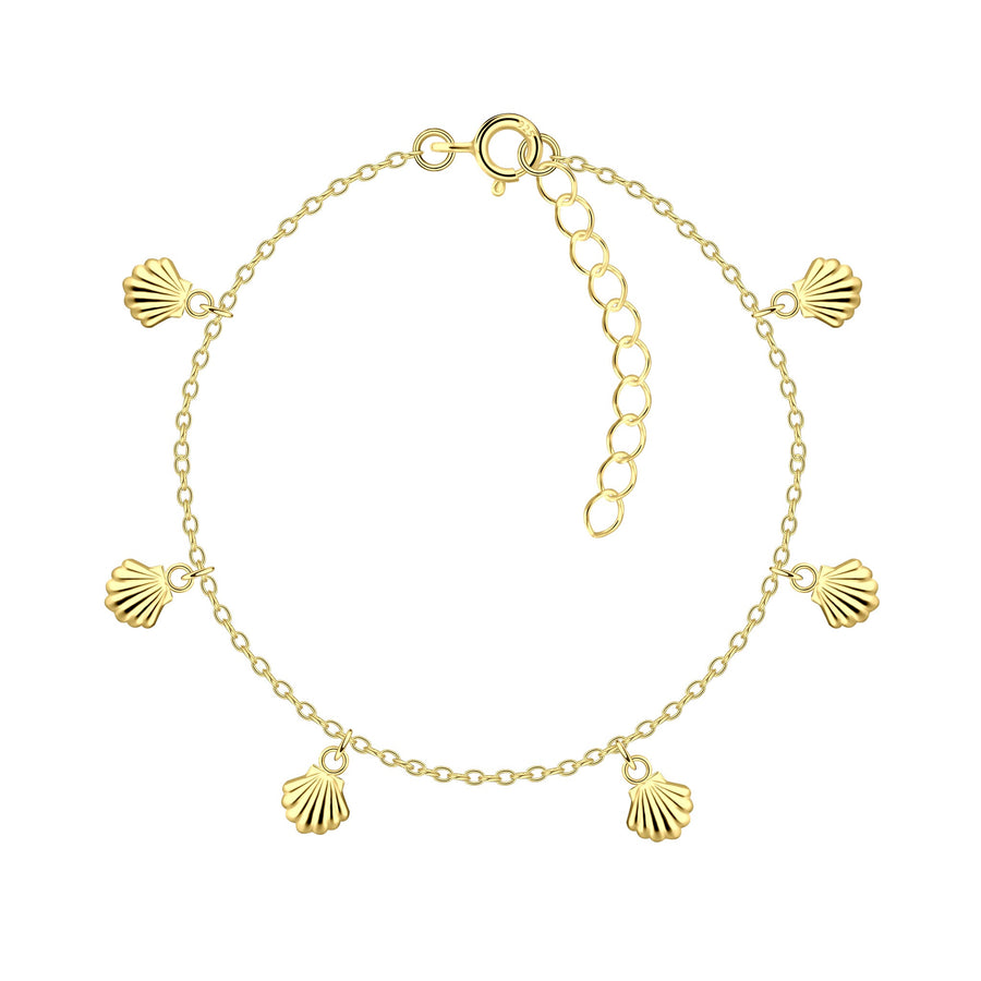 Dew Gold Plated Shell Charm 7.5" Bracelet 73936GD