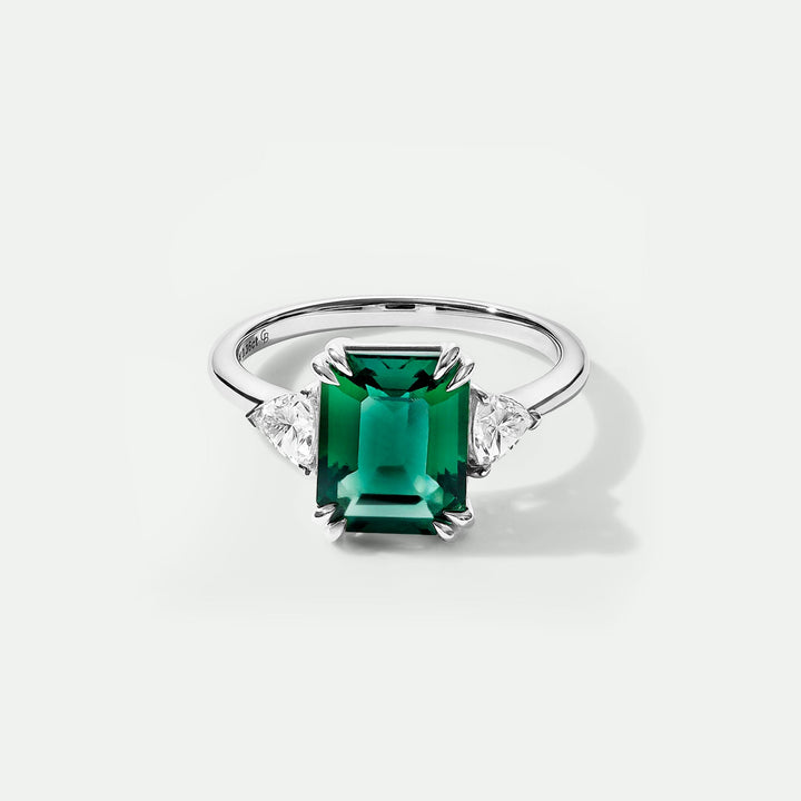 Cassie | 9ct White Gold Created Emerald and 0.36ct tw Lab Grown Diamond Ring