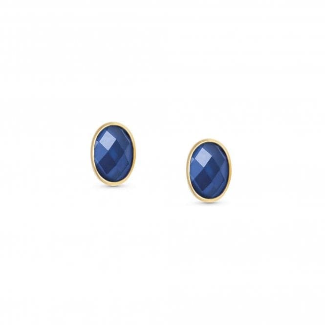 750 Gold Oval Zircons Blue Earrings 027841/007Nominations027841/007