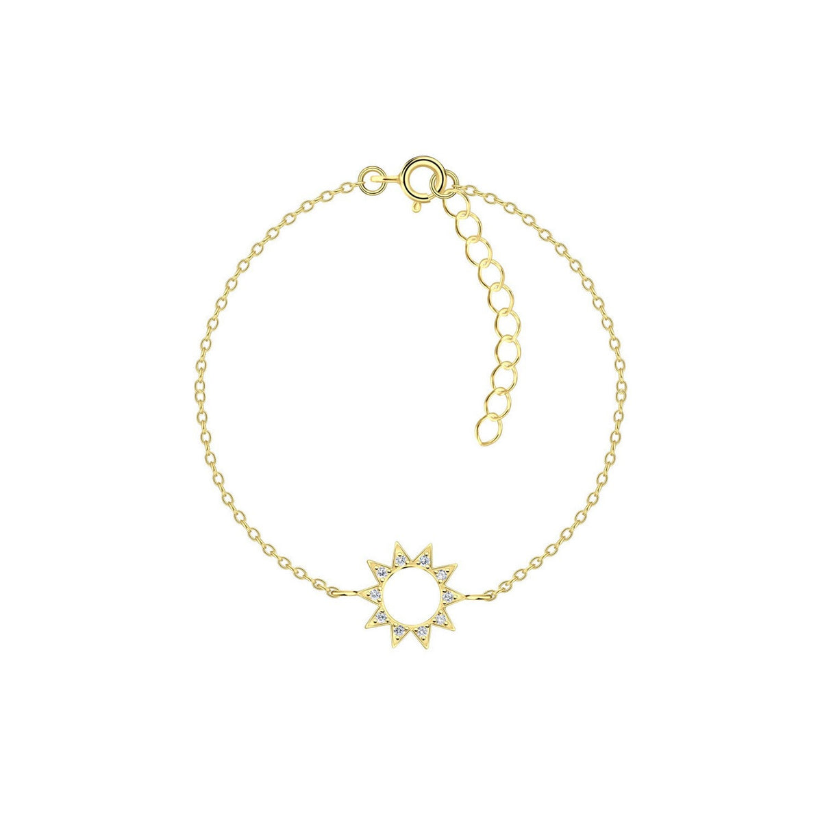 Dew Gold Plated Sun CZ 7.5 Inch Bracelet