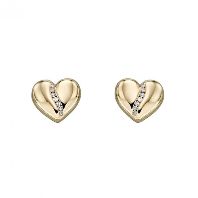 7mm Diamond Channel Heart Stud Earrings GE2305