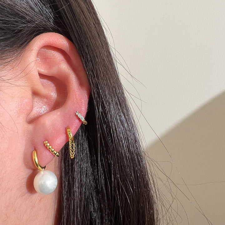 Triple Cubic Huggie Earring (925)-4