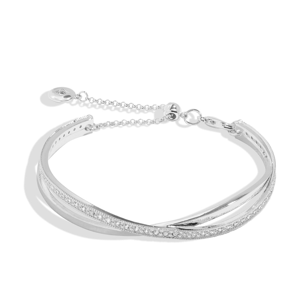  Bar Silver Crossover Silver Plated 6cm Bangle 8725