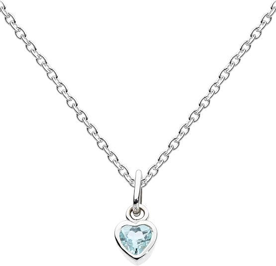 Dew Sterling Silver Dinky Small Blue Topaz Zirconia Heart Pendant 9006BT
