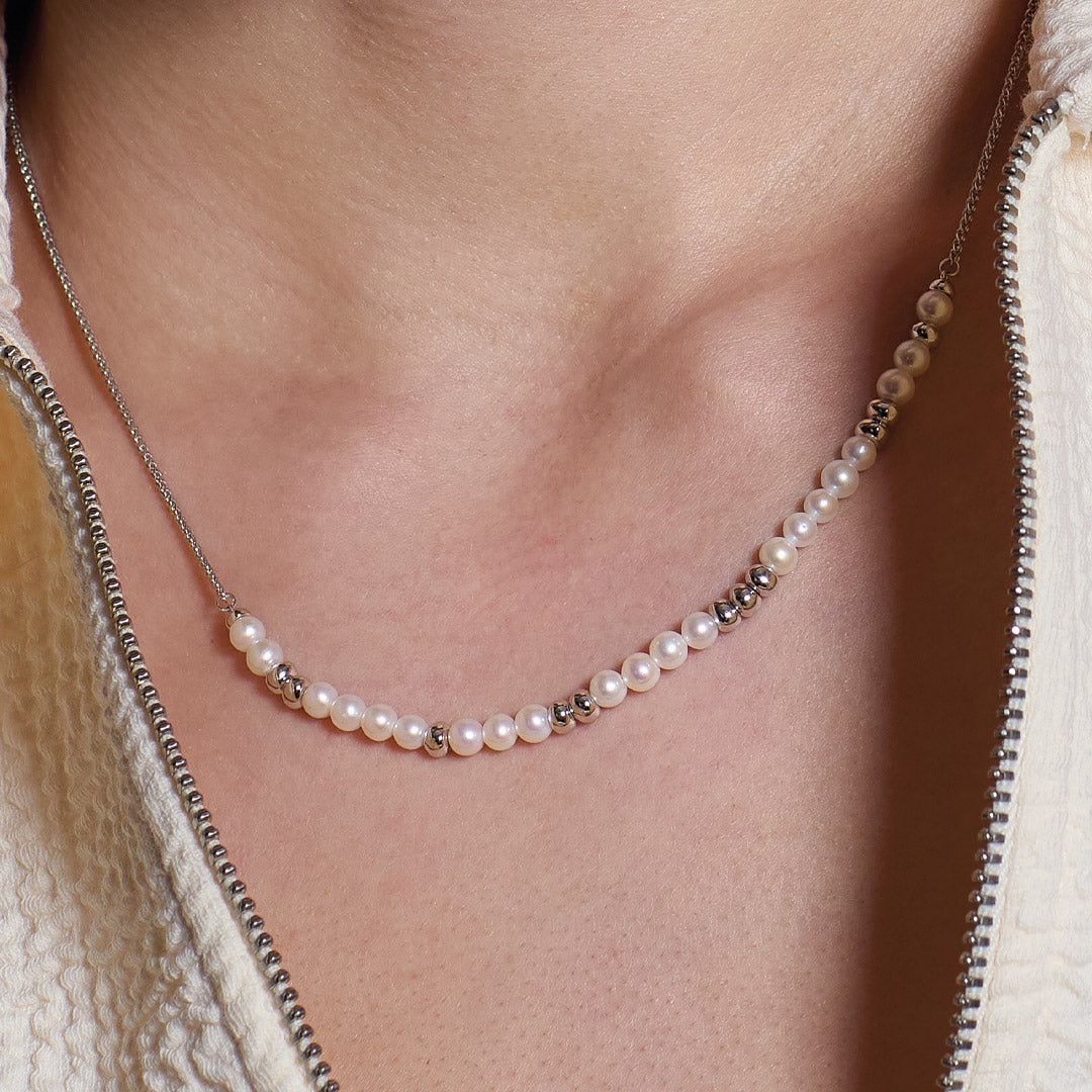 Kit Heath Coast Tumble Pearl Rhodium Plated Beaded 18 Necklace 90167FP
