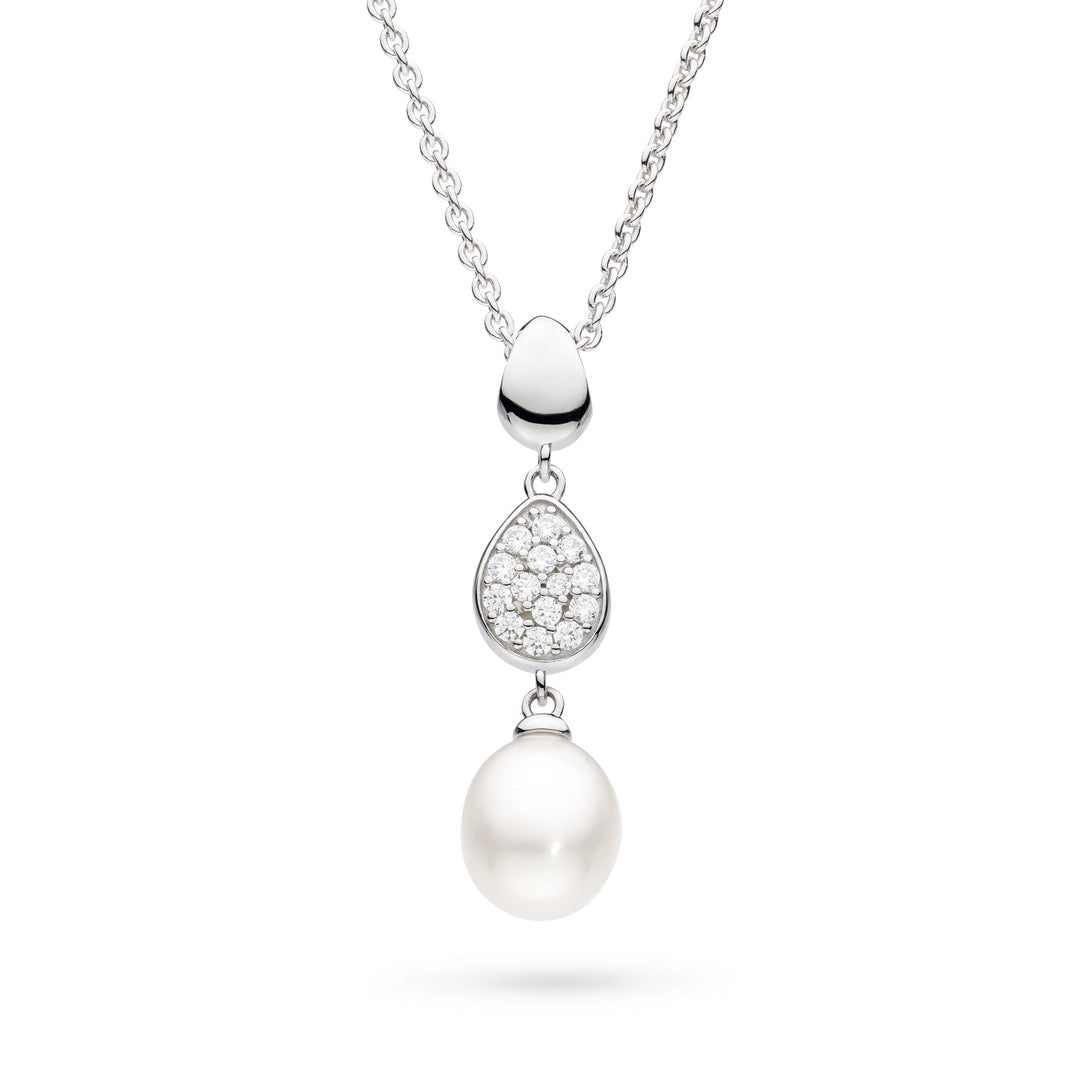 Kit Heath Coast Pebble Glisten Pavé Zirconia Rhodium Plated 18" Necklace 90182FPC