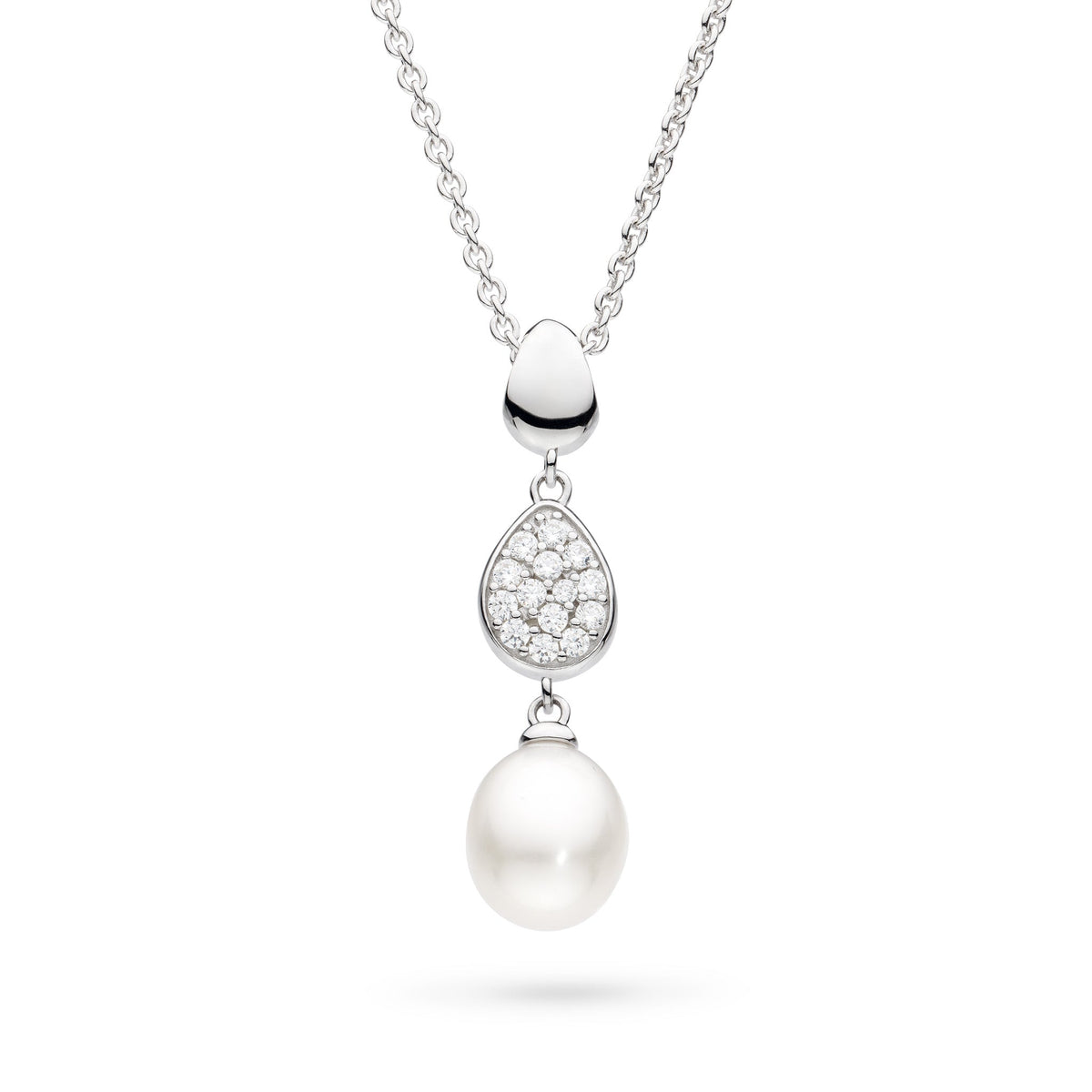 Kit Heath Coast Pebble Glisten Pavé Zirconia Rhodium Plated 18" Necklace 90182FPC
